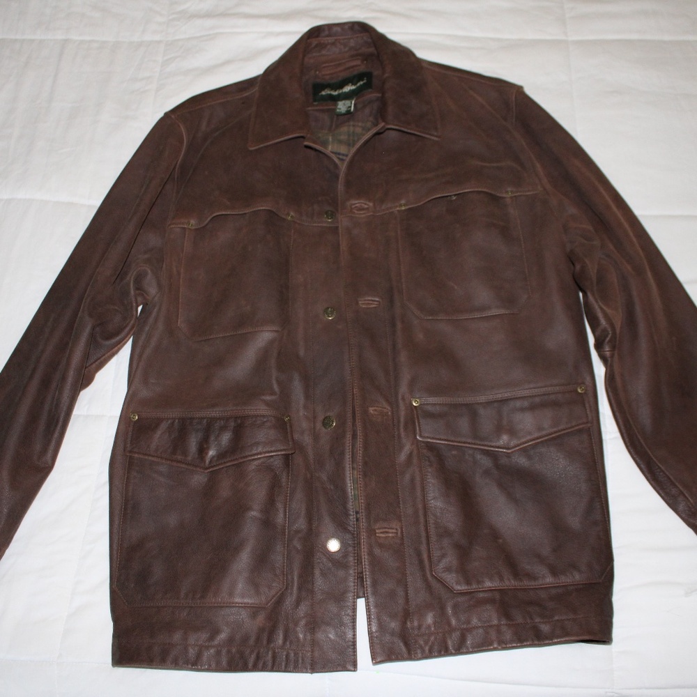 Men's Eddie Bauer XL Genuine Leather Brown Jacket